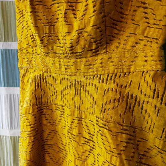 NWT J Crew Yellow Textured Eyelet Jacquard Dress Sz 00 - Picture 4 of 10